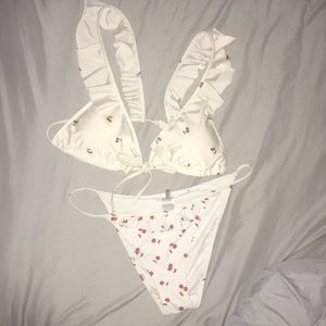 White cherry bikini set